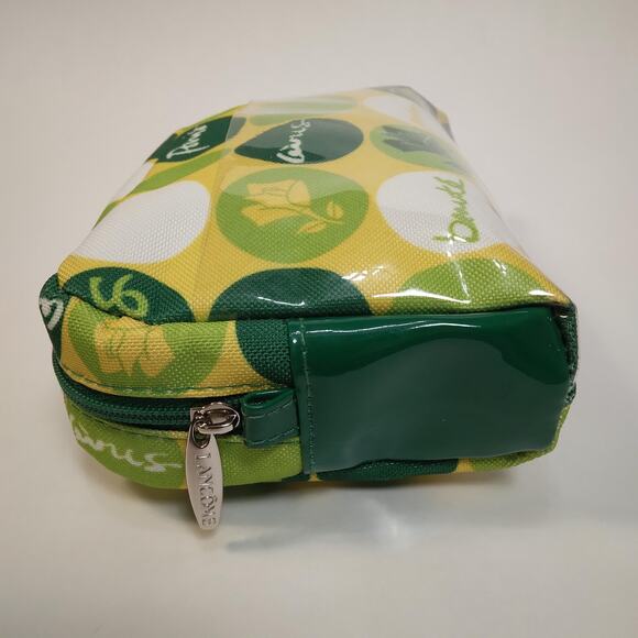 Lancome Cosmetics Small Zip-up Bag 6x5.5x2" Retro Yellow Lime Green White NWOT - Picture 2 of 9